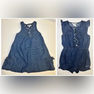 BEBE & DKNY 2 Pack Jean Denim Dress & Romper Girl 3T Toddler